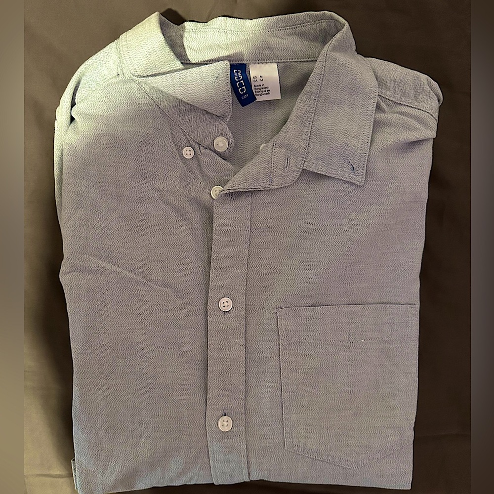 H&M mens blight blue button down